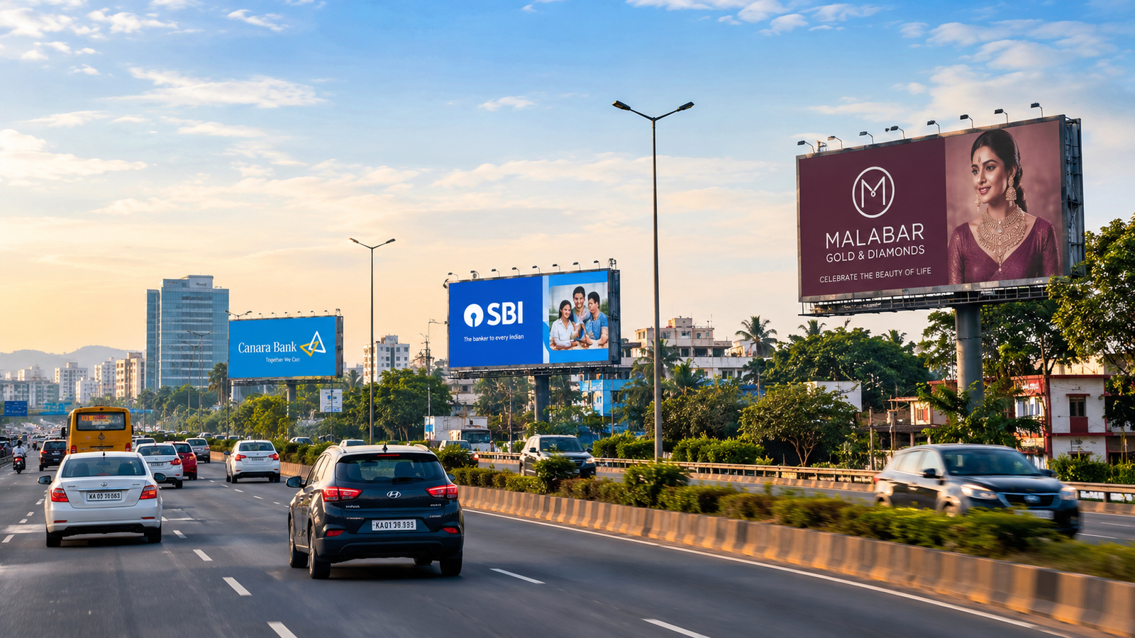 MATHAPATI Large-Format Illuminated Highway Billboard - Malabar Gold & Diamonds